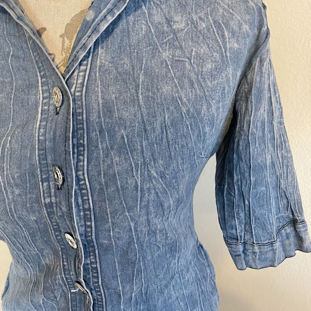 Womens Dress Size Medium Denim Jean Y2k, 80's, 90's Acid Stone Wash Countrycore - Picture 7 of 12